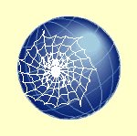 Logo d'Aranei-Orbis - globe bleu avec une toile et son araigne